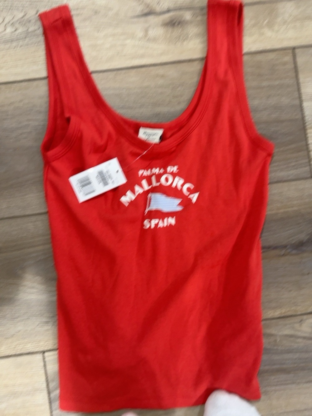 Abercrombie & Fitch Red Mallorca Graphic Scoop Tank Top